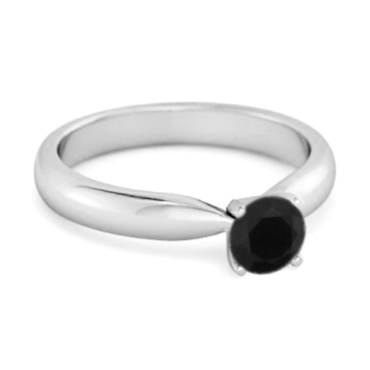 Black Spinel Classic Solitaire Ring - Sterling Silver-1