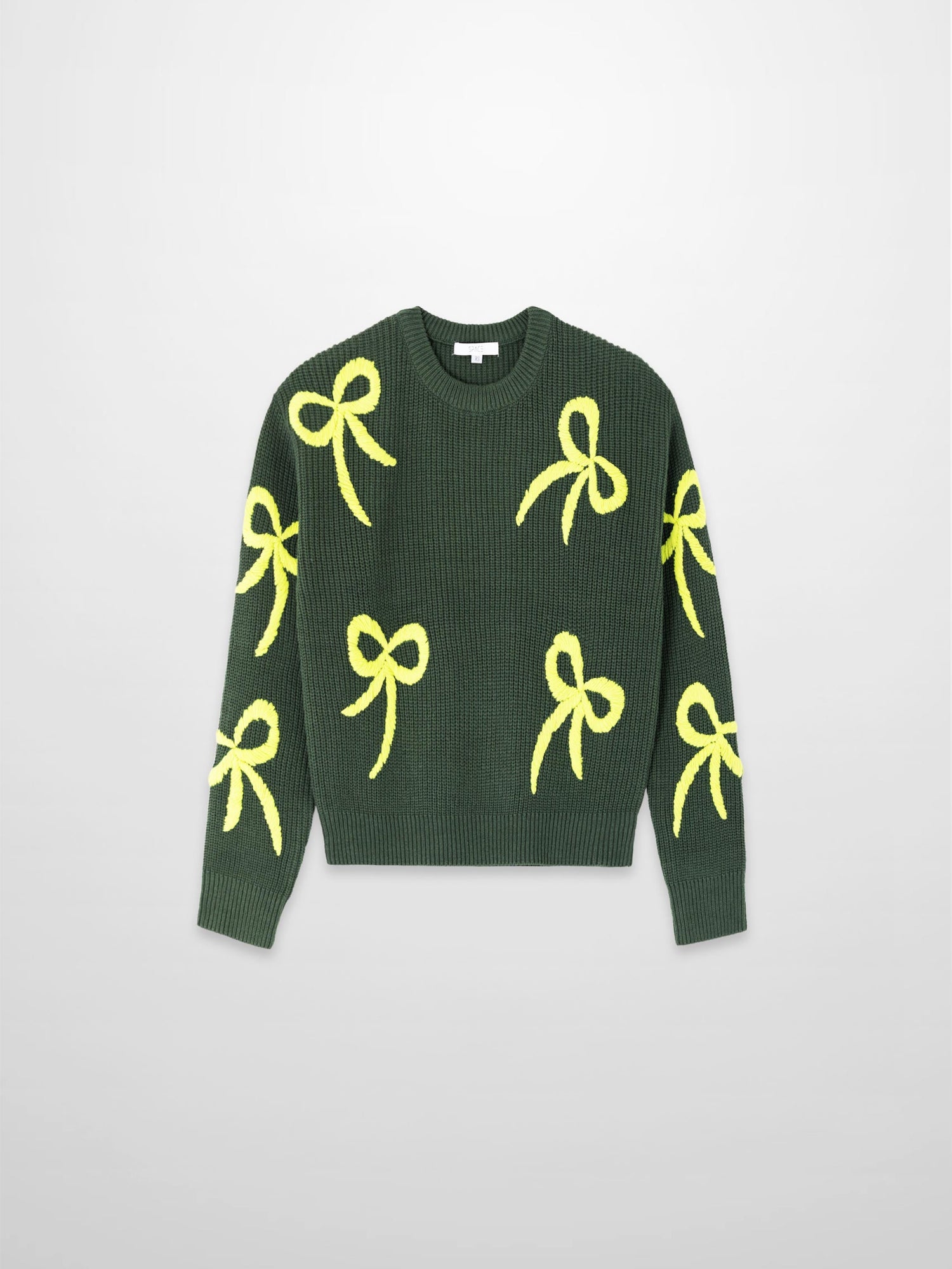 Bow Ribbon Sweater-Green/Lime-0