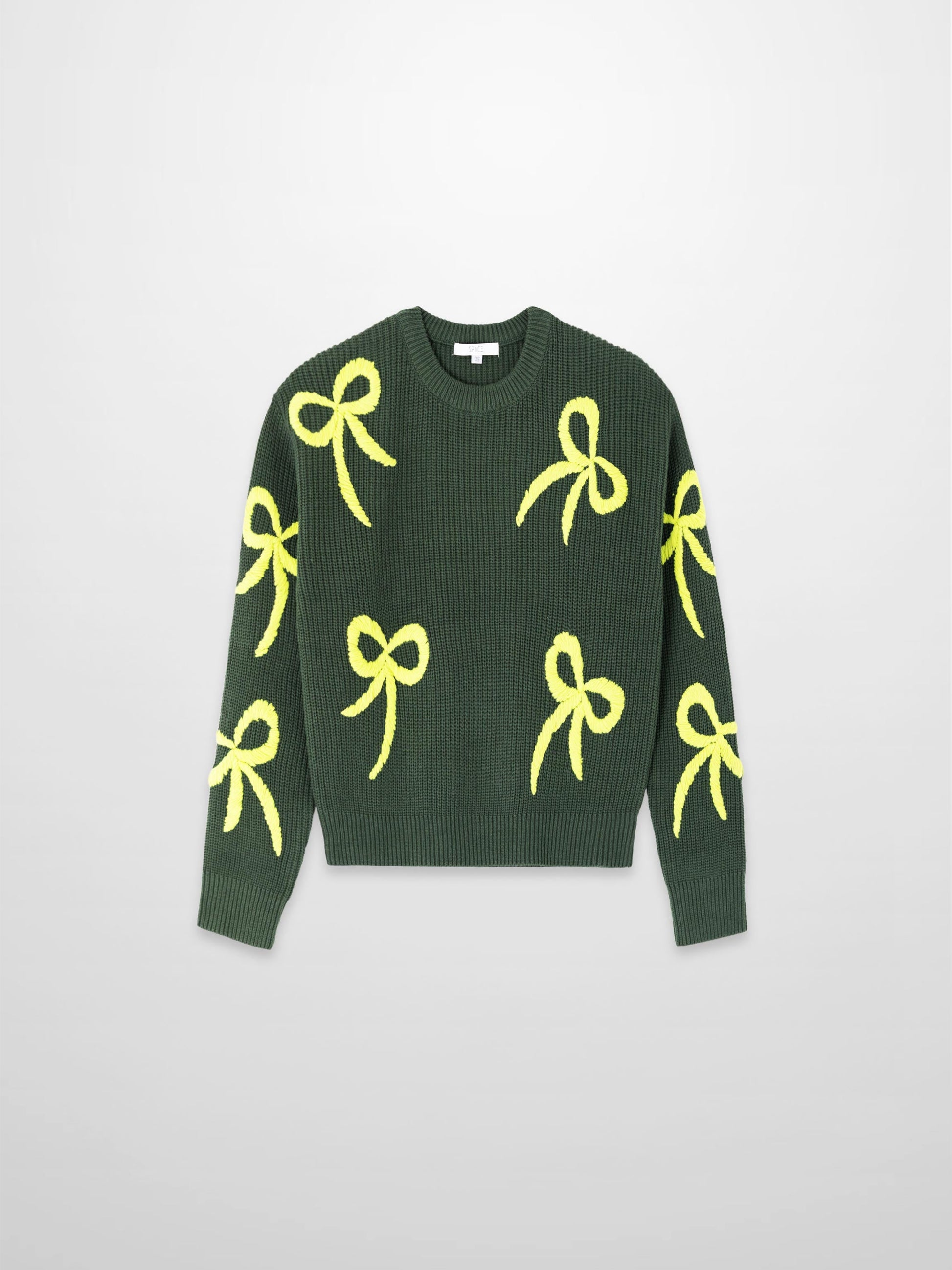 Bow Ribbon Sweater-Green/Lime-0