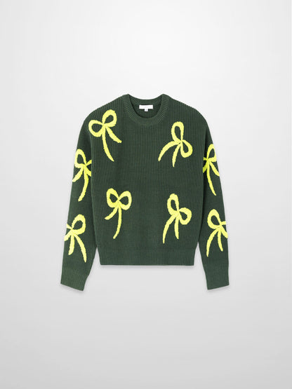 Bow Ribbon Sweater-Green/Lime-0