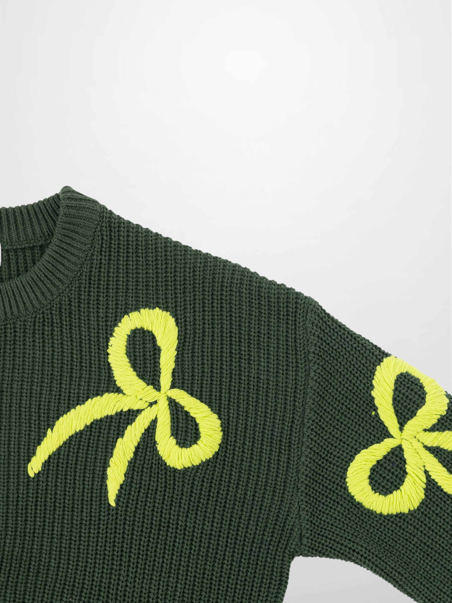 Bow Ribbon Sweater-Green/Lime-3