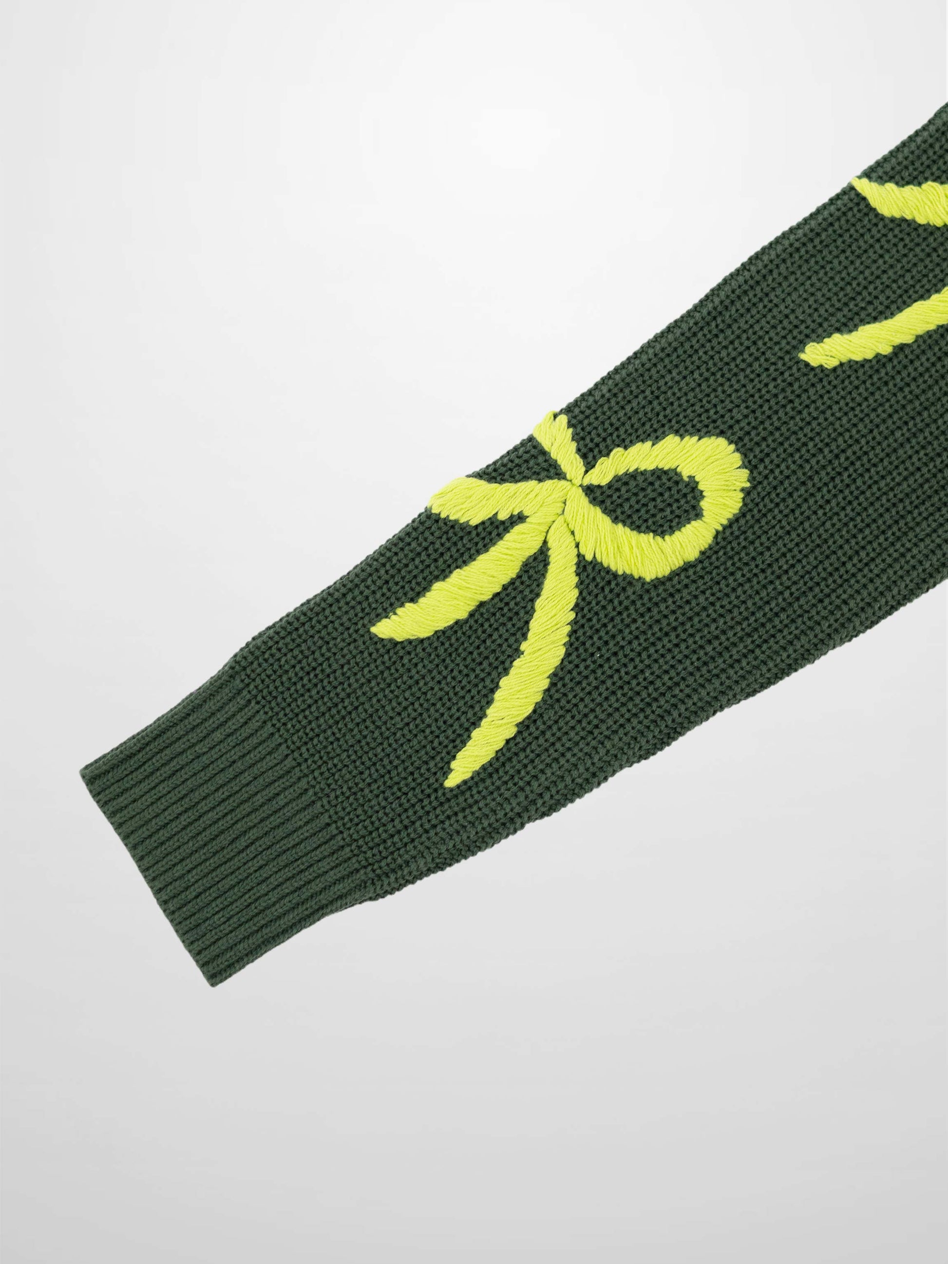 Bow Ribbon Sweater-Green/Lime-4