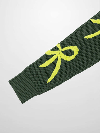Bow Ribbon Sweater-Green/Lime-4