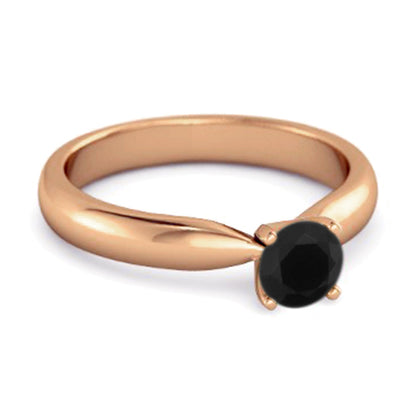 Black Spinel Classic Solitaire Ring - Sterling Silver-3