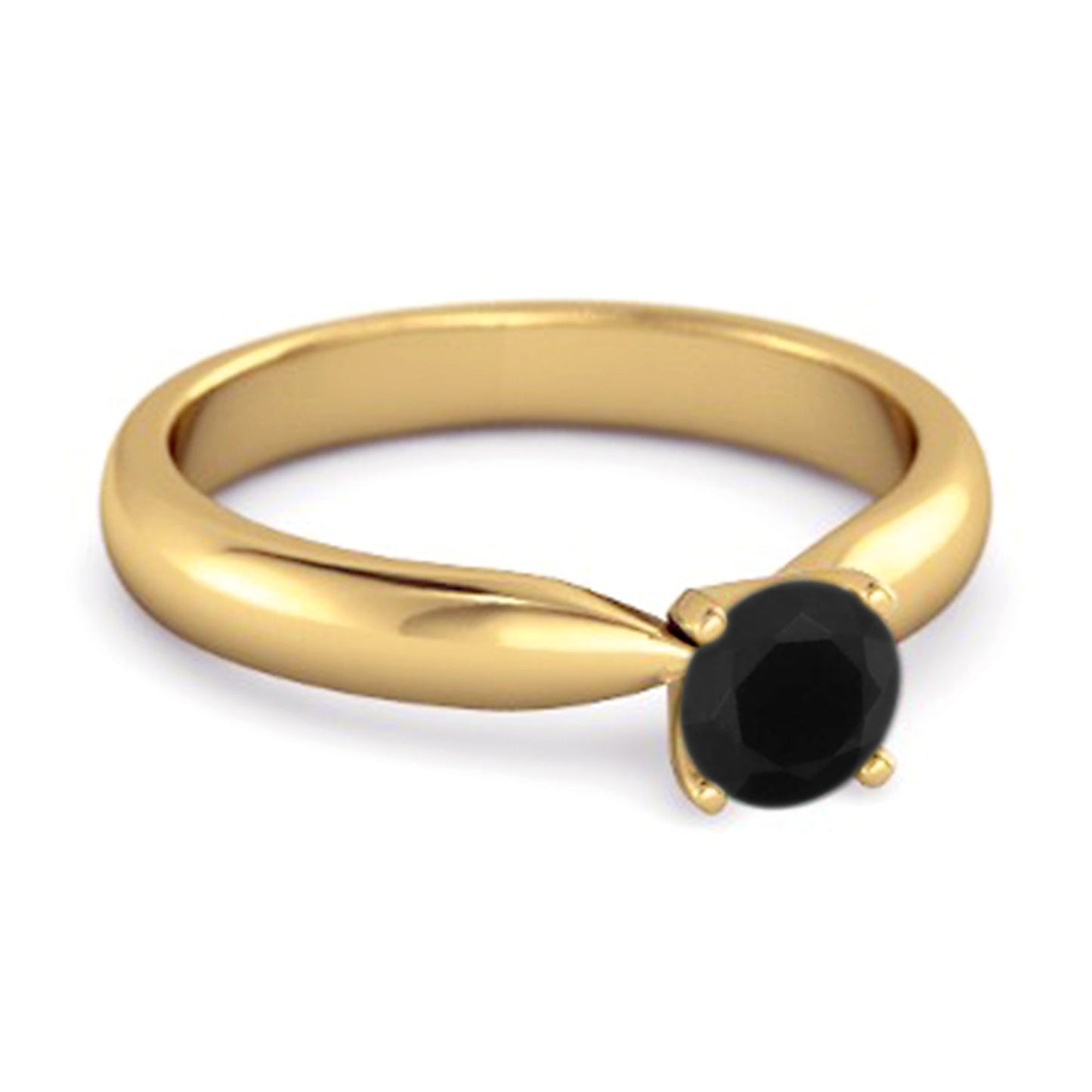 Black Spinel Classic Solitaire Ring - Sterling Silver-2
