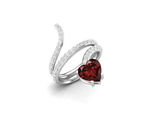 Garnet Twisted Wrap Snake Ring – Sterling Silver